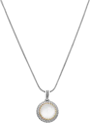 Dome Silver 18k Gold Mother of Pearl Pendant with Chain MEKJ732-313