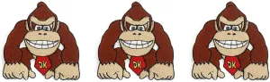 Donkey Kong Embroidered 3" Tall Iron on Patch Set of 3
