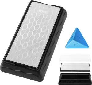 Double-sided Diamond Sharpening Stone,Knife Sharpening Stone with Extra Fine 1000/Coarse 400 Grit Diamond Plate, Storage Case with Non-Slip Base & Angle Guide(7 x 3.5 Inch)