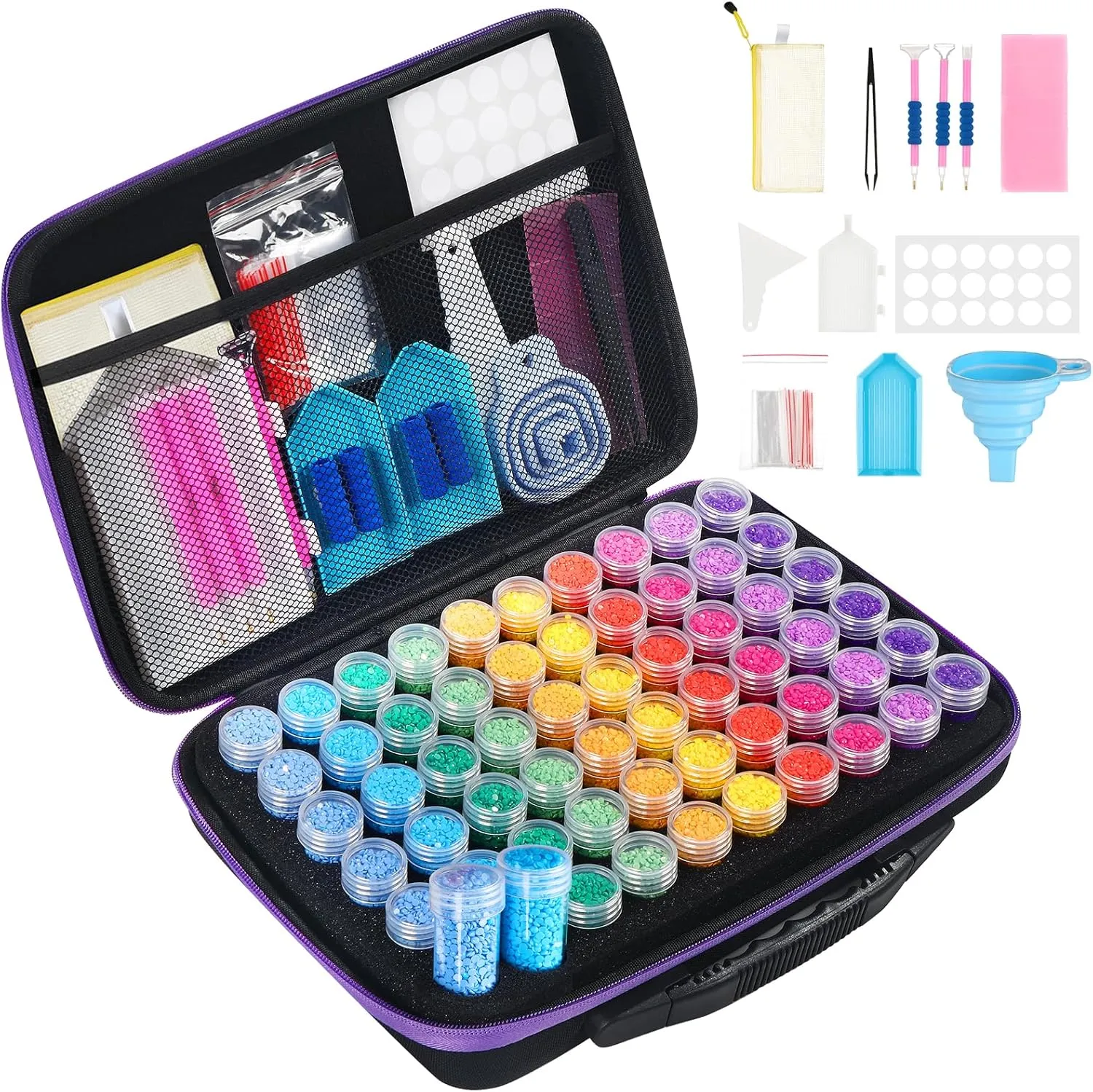 Douorgan Diamond Painting Storage Containers 60 Slots Accessories and Tools Portable Diamond Painting Organizer Shockproof Diamond Art Storage Case Jewelry Beads Storage Box