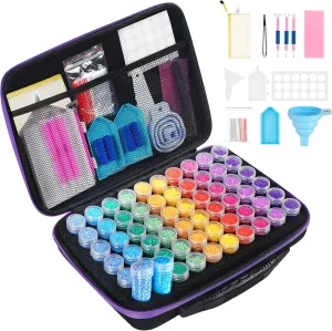 Douorgan Diamond Painting Storage Containers 60 Slots Accessories and Tools Portable Diamond Painting Organizer Shockproof Diamond Art Storage Case Jewelry Beads Storage Box