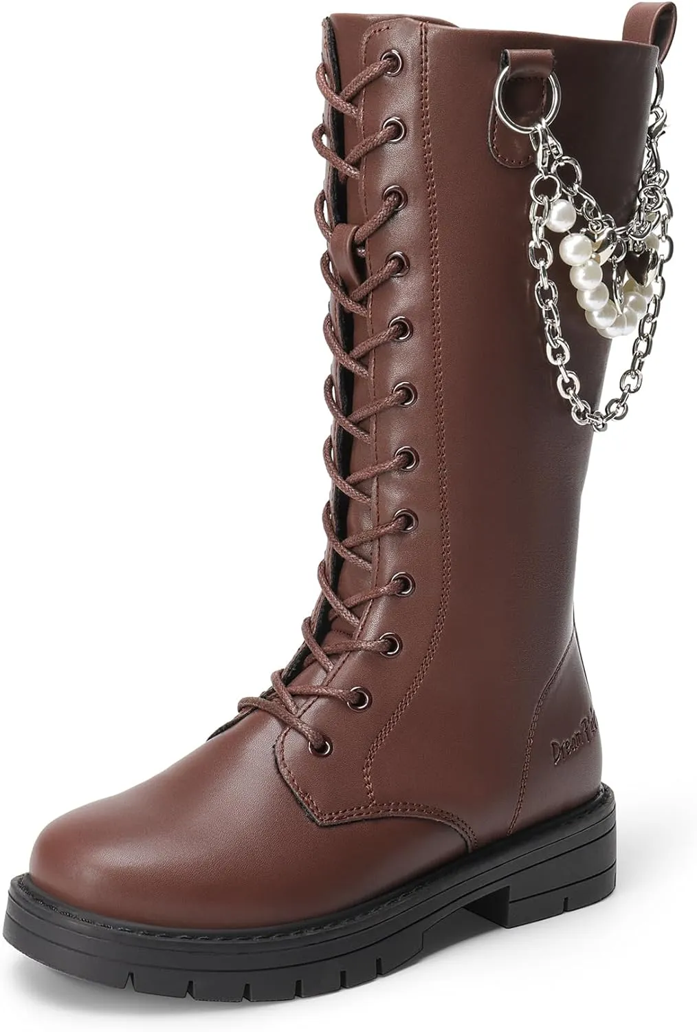 DREAM PAIRS Girls Riding Boots Knee High Side Zipper Mid Calf Shoes Little Kid/Big Kid