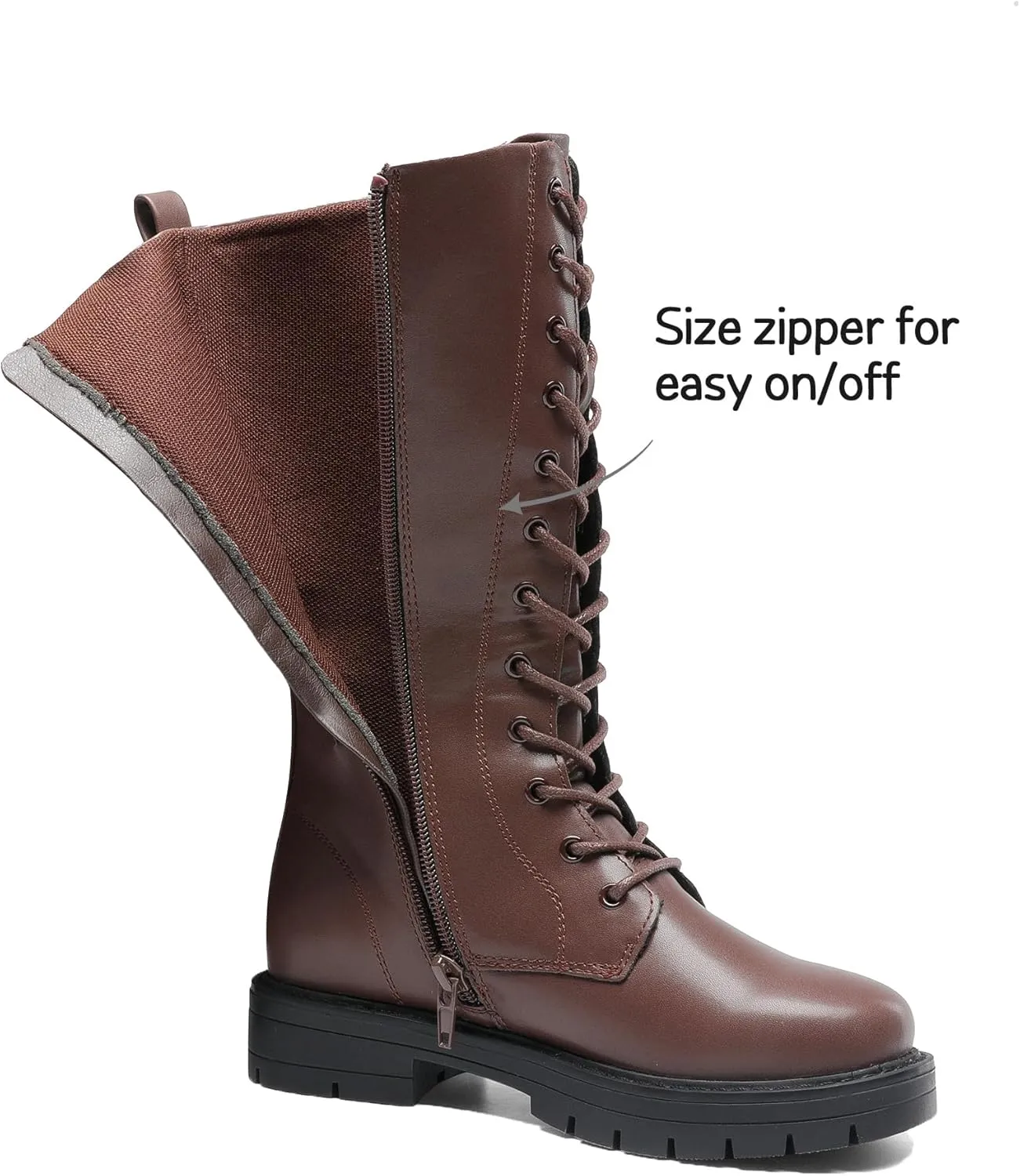DREAM PAIRS Girls Riding Boots Knee High Side Zipper Mid Calf Shoes Little Kid/Big Kid