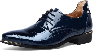 Dress Shoes for Men Men's Crocodile Embossed Leather Dress Shoes Elegant Business Wedding Brogue Footwear for Men