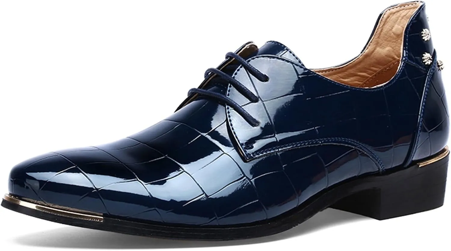Dress Shoes for Men Men's Crocodile Embossed Leather Dress Shoes Elegant Business Wedding Brogue Footwear for Men