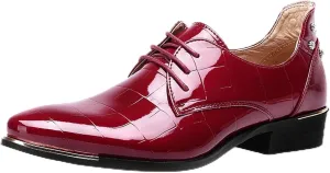 Dress Shoes for Men Men's Crocodile Embossed Leather Dress Shoes Elegant Business Wedding Brogue Footwear for Men