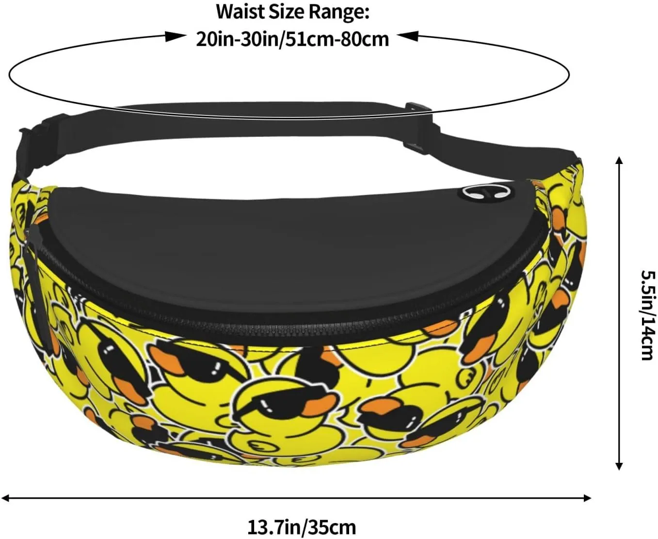 Duck sunglasses cool animal funny Fashion casual fanny pack waist bag men women adjustable belt waist bag for travel hiking cycling running festival carnival