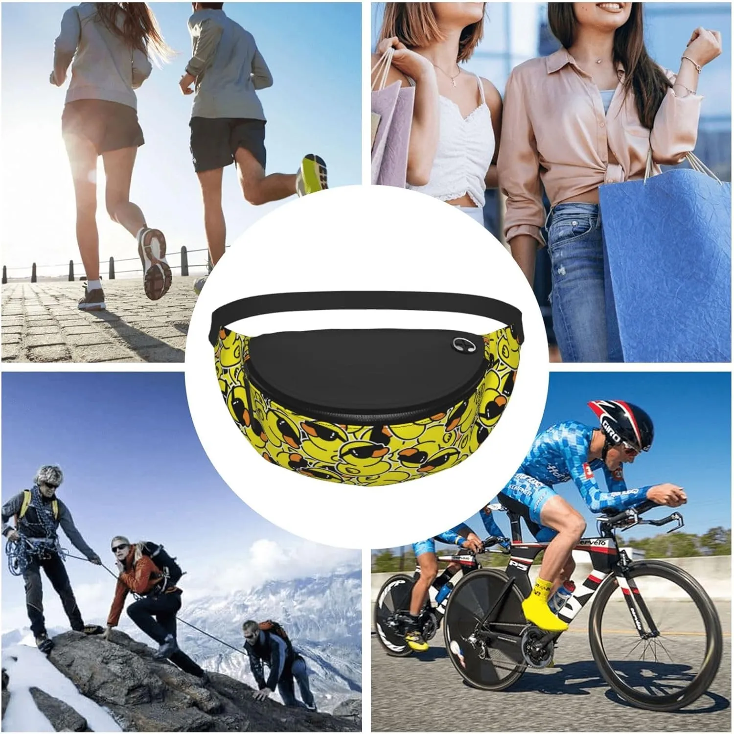 Duck sunglasses cool animal funny Fashion casual fanny pack waist bag men women adjustable belt waist bag for travel hiking cycling running festival carnival