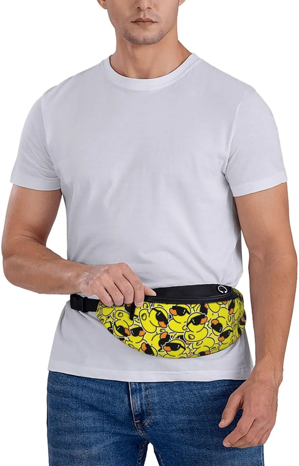 Duck sunglasses cool animal funny Fashion casual fanny pack waist bag men women adjustable belt waist bag for travel hiking cycling running festival carnival