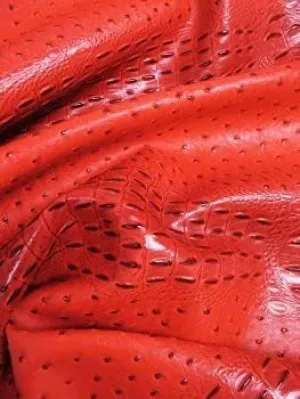 DuroLast™ Alligator Ostrich Hybrid Embossed Vinyl Fabric Sold by The Yard 2 Tone Crocodile Hybrid DIY Upholstery Accessories Apparel (Carnage Red)