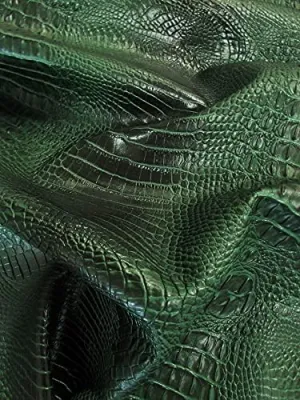 DuroLast™ Hydra Gator 3D Embossed Vinyl Fabric Sold by The Yard 2 Tone 3D Crocodile DIY Upholstery Accessories Apparel (Viper Green)