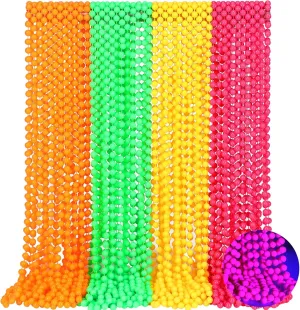 Ecally Glow in the Dark UV Neon Bead Necklaces Glow Party Supplies 80s UV Black Light Neon Accessories Necklaces Bulk for Birthday Decorations Wedding Party Halloween