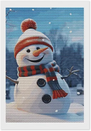 EKYOSHCZ Diamond Painting Kits for Adults DIY Full Drill Diamond Art Kits for Beginners Happy Snowman Round Drill Paint with Diamond Pictures Gem Art for Home Wall Decor 8"x12"