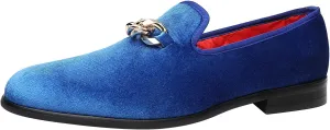 ELANROMAN Men's Loafers Gold Buckle Fashion Handmade Wedding Party Prom Shoes