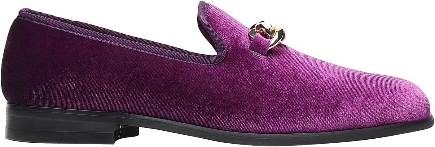 ELANROMAN Men's Loafers Gold Buckle Fashion Handmade Wedding Party Prom Shoes