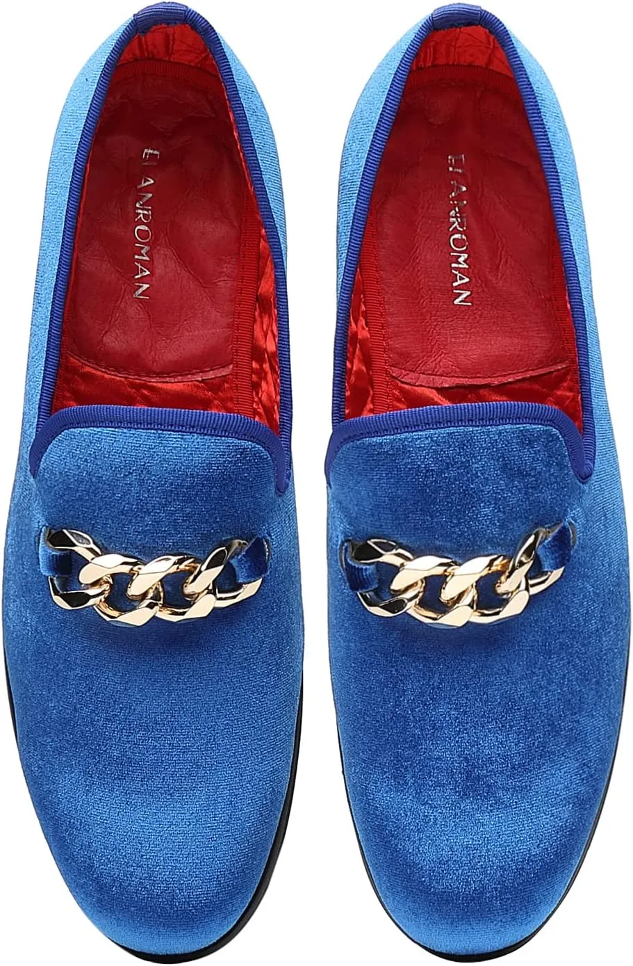 ELANROMAN Men's Loafers Gold Buckle Fashion Handmade Wedding Party Prom Shoes