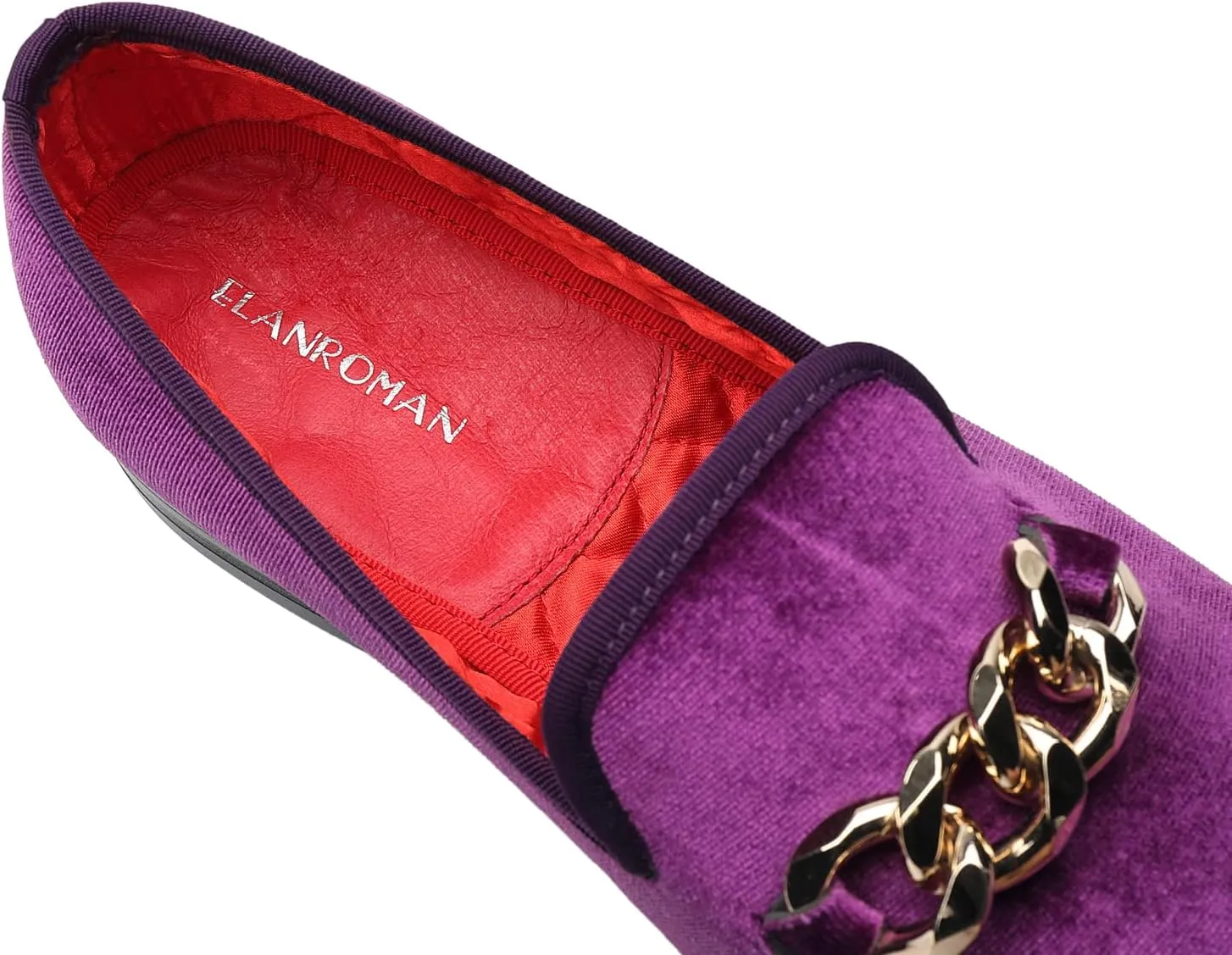 ELANROMAN Men's Loafers Gold Buckle Fashion Handmade Wedding Party Prom Shoes