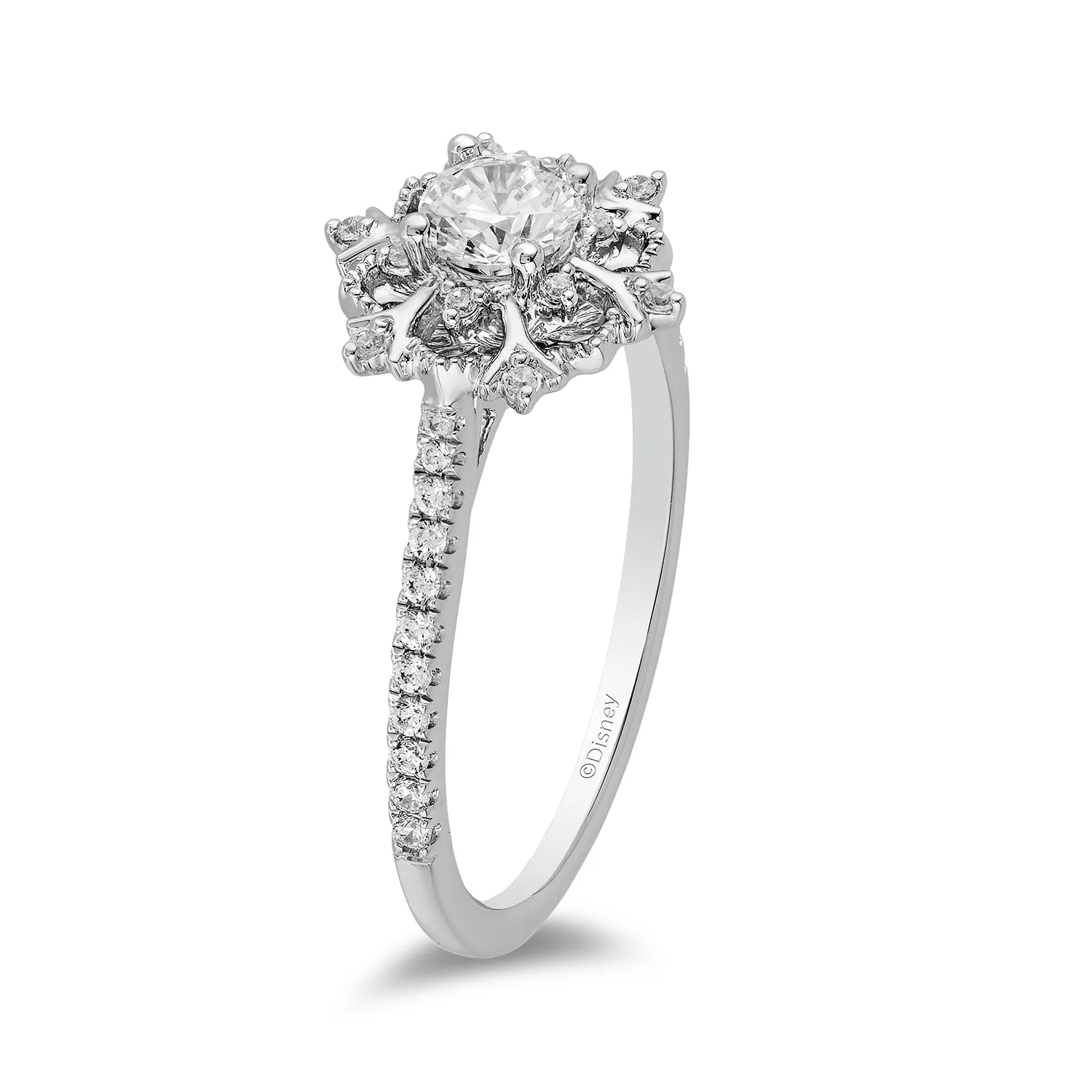Enchanted Disney Fine Jewelry 14K White Gold with 1/2 CTTW Diamond Elsa Engagement Ring