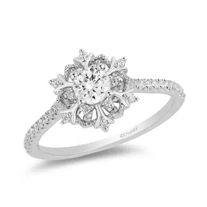 Enchanted Disney Fine Jewelry 14K White Gold with 1/2 CTTW Diamond Elsa Engagement Ring