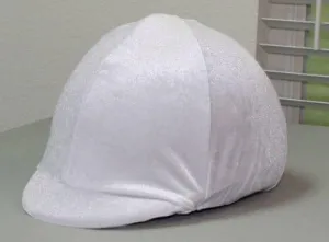 Equestrian Riding Helmet Cover - White Velvet