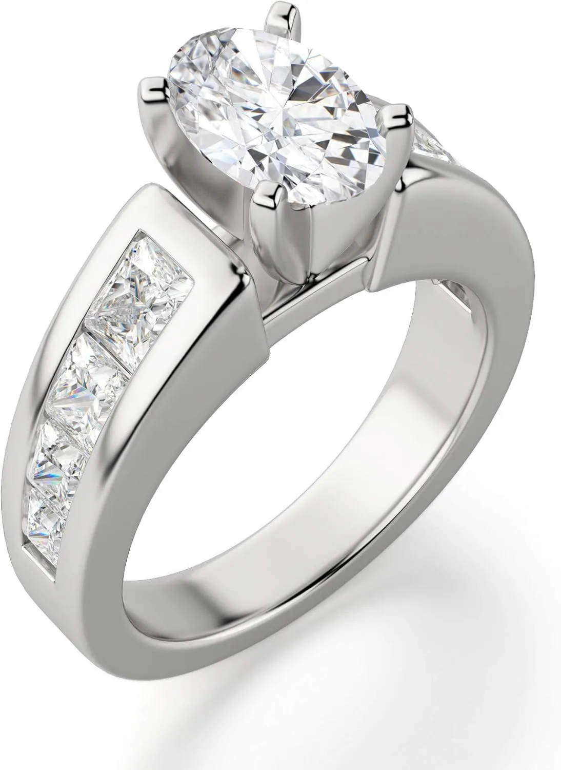 Escada Engagement Ring, Oval Cut 2.50CT, VVS1 Clarity, Colorless Moissanite Ring, 925 Sterling Silver Ring, Promise Ring, Wedding Ring, Perfact for Gift Or As You Want