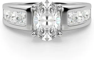 Escada Engagement Ring, Oval Cut 2.50CT, VVS1 Clarity, Colorless Moissanite Ring, 925 Sterling Silver Ring, Promise Ring, Wedding Ring, Perfact for Gift Or As You Want