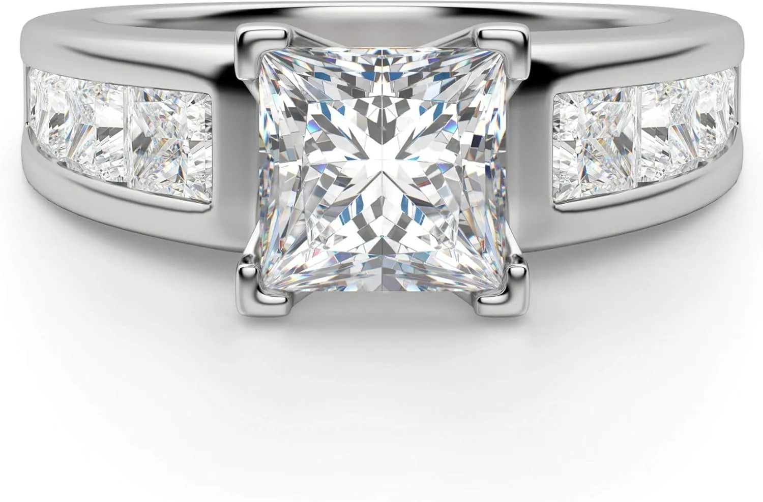 Escada Princess Cut 1.75CT, VVS1 Clarity, Colorless Moissanite Diamond, 925 Sterling Silver Ring, Promise Ring, Engagement Ring, Wedding Ring