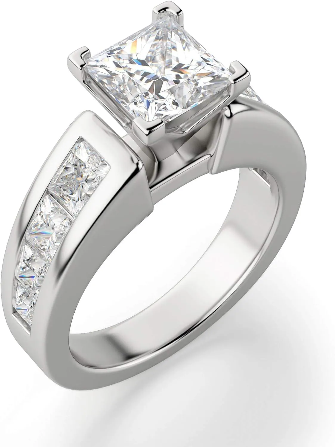 Escada Princess Cut 1.75CT, VVS1 Clarity, Colorless Moissanite Diamond, 925 Sterling Silver Ring, Promise Ring, Engagement Ring, Wedding Ring