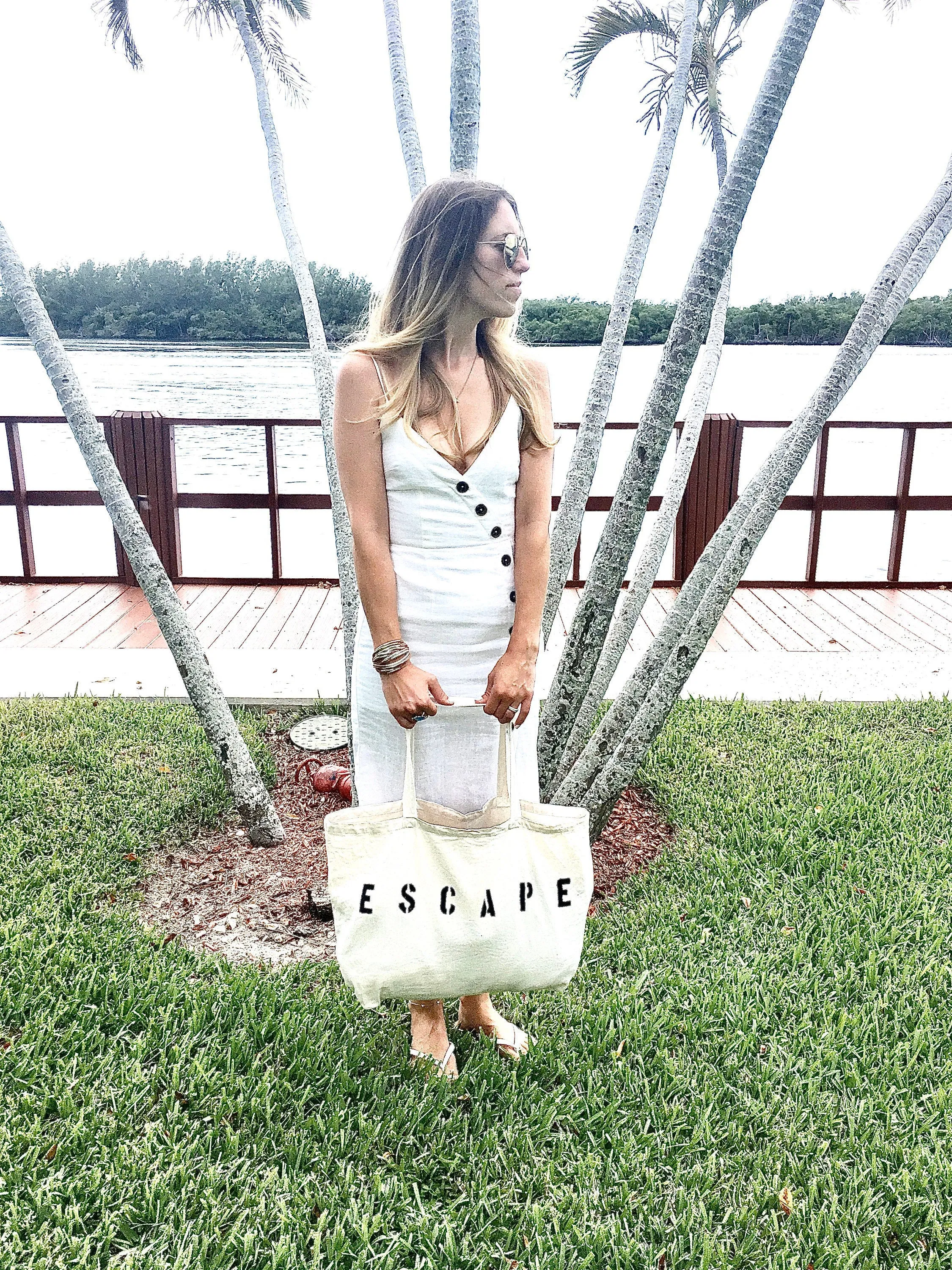 ESCAPE over sized canvas tote