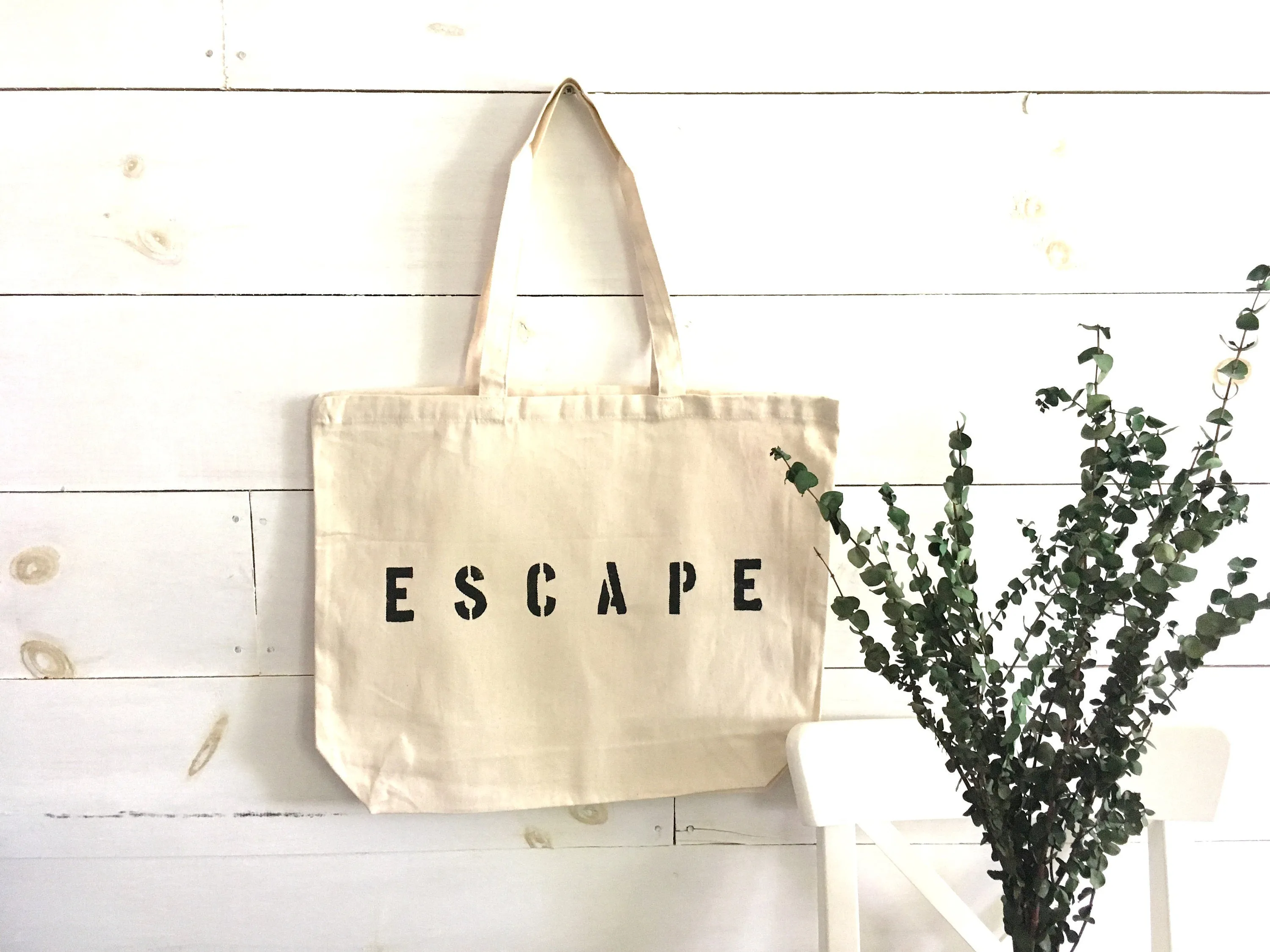ESCAPE over sized canvas tote