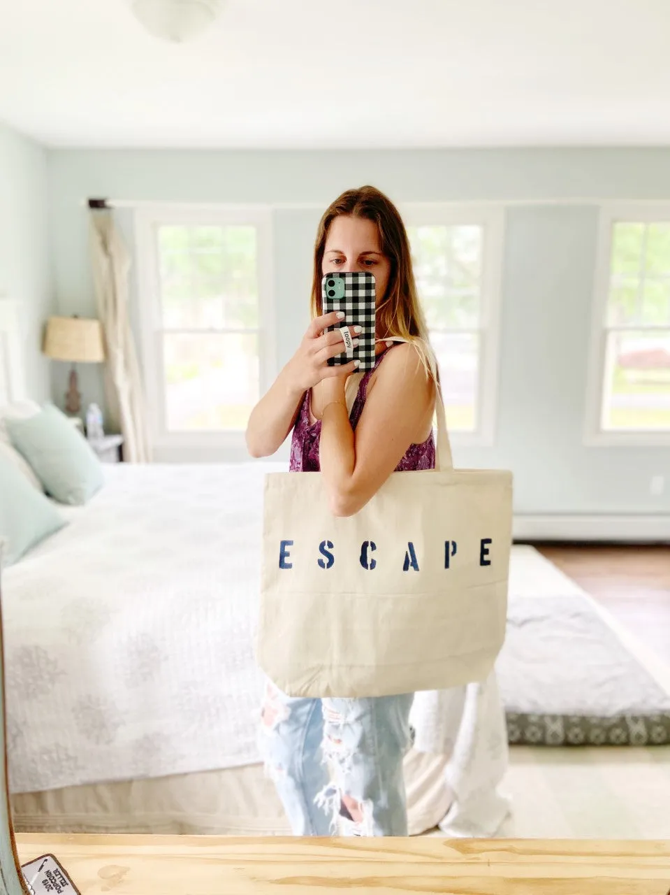 ESCAPE over sized canvas tote