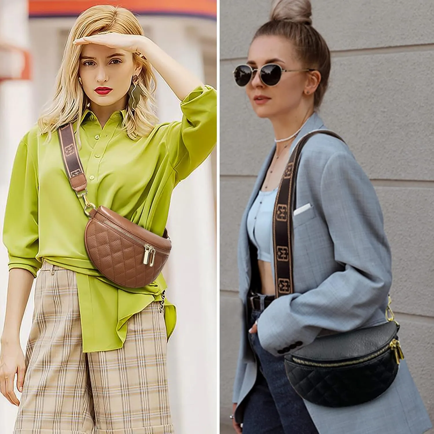 Eslcorri Small Crossbody Sling Bag for Women Trendy - Fanny Packs Leather Chest Belt Bum Bag Anti Theft Purse for Travel