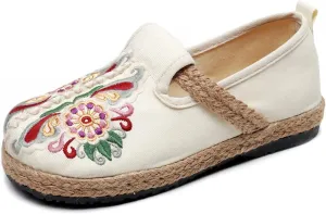 Espadrilles for Women Flats Canvas Loafers & Slip-ons Ethnic Style Embroidered Shoes Casual Comfort House Shoes