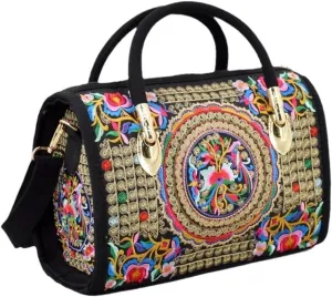 Ethnic style vintage embroidered handbag canvas embroidered shoulder crossbody pillow bag travel bag travel bag