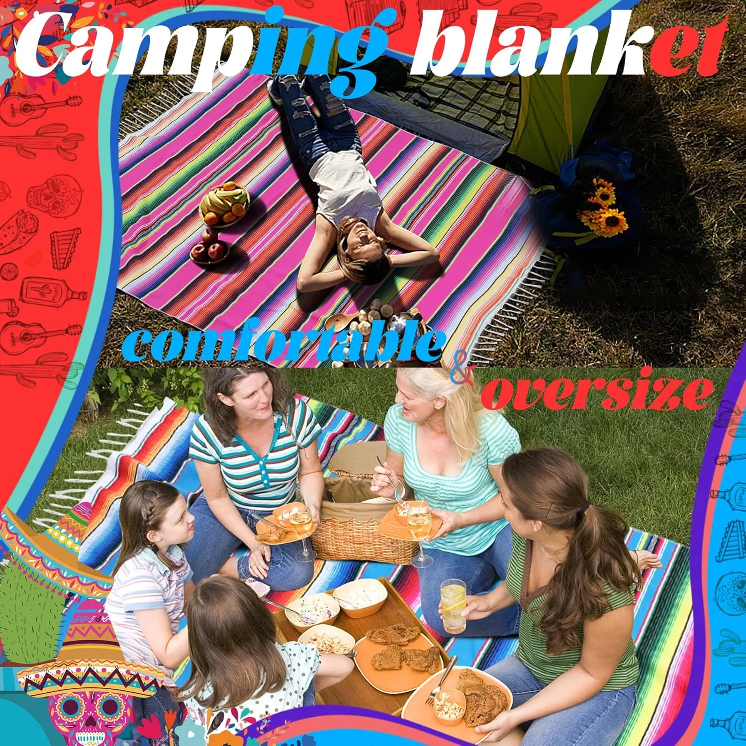 Extra Large Beach Towel Serape Mexican Turkish Picnic Outdoor Camping Blanket XL Big Giant Huge Long Jumbo Wide for 2 Persons Oversized Sand Free Clearance Sandproof Sandless Lightweight Cloud