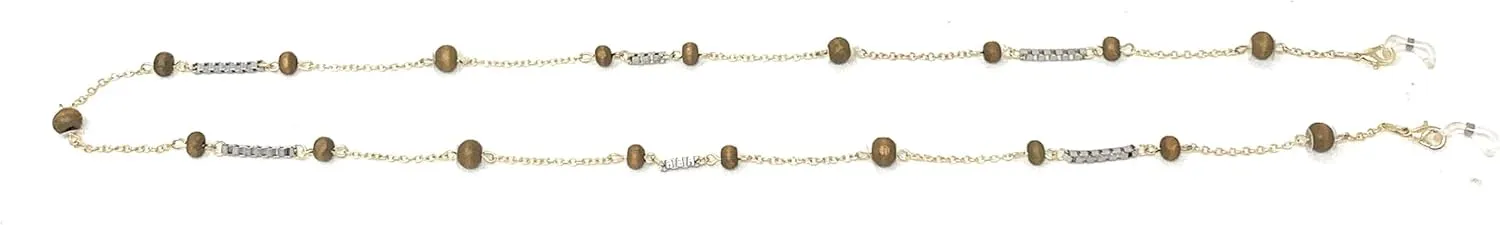 Eyeglass Chain Strap Women Sunglasses Holder Necklace Fashion Gold Wood 31""