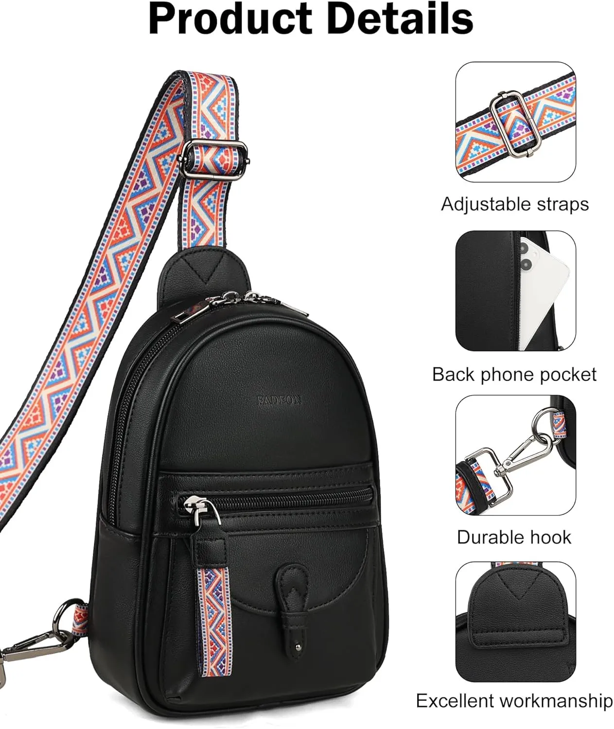 FADEON Small Sling Bag for Women - Mini Crossbody Bag - Designer Sling Purse Cute PU Leather Shoulder Bags