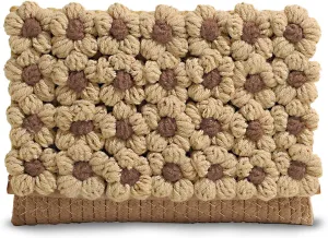FALETO Small Flower Pearls Handwoven Handbag Crochet Crossbody Bags for women Bohemian Cotton Envelope Clutch Purse