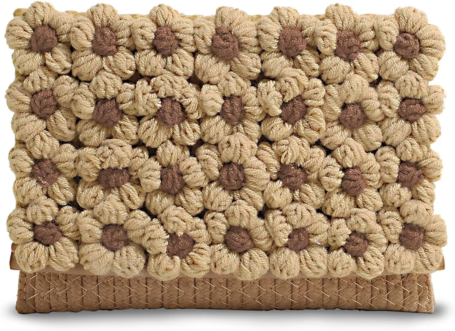 FALETO Small Flower Pearls Handwoven Handbag Crochet Crossbody Bags for women Bohemian Cotton Envelope Clutch Purse