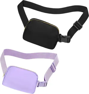 Fanny Pack Crossbody Bag for Women and Men, Belt Bag for Hiking Bum Bag with Adjustable Strap, Waterproof Waist pack for Running Workout Sports Black Light Purple