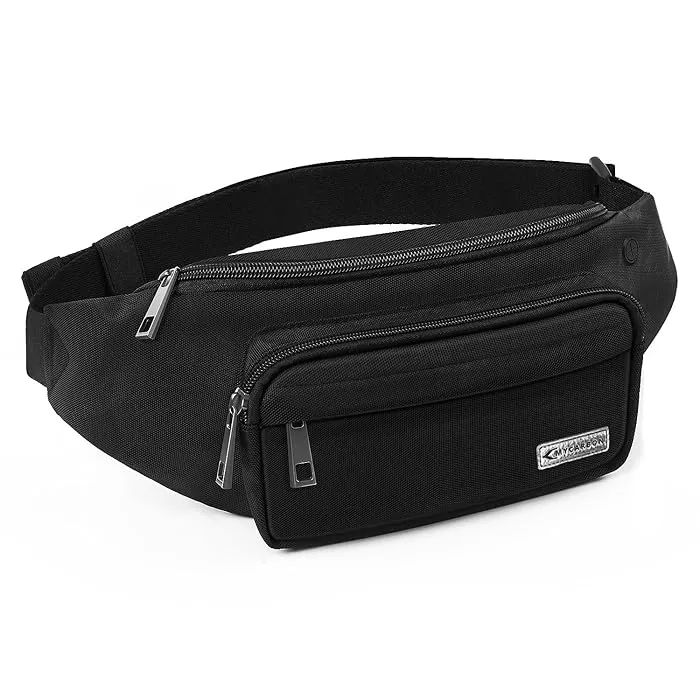 Fanny Pack for Men Women,Crossbody Waist Bag Pack,Belt Bag for Travel Walking Running Hiking Cycling,Easy Carry Any Phone,Wallet, Black, One Size