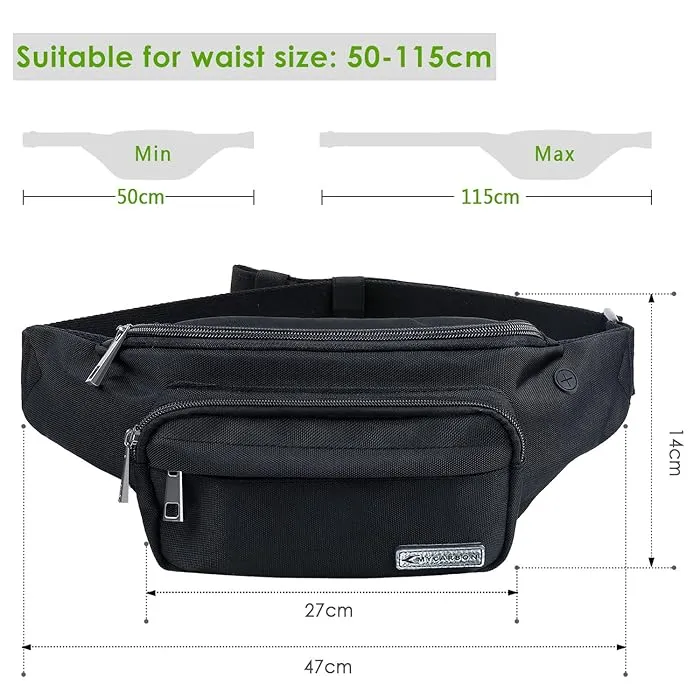 Fanny Pack for Men Women,Crossbody Waist Bag Pack,Belt Bag for Travel Walking Running Hiking Cycling,Easy Carry Any Phone,Wallet, Black, One Size