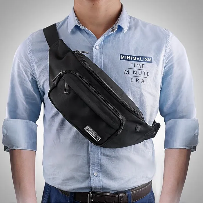 Fanny Pack for Men Women,Crossbody Waist Bag Pack,Belt Bag for Travel Walking Running Hiking Cycling,Easy Carry Any Phone,Wallet, Black, One Size