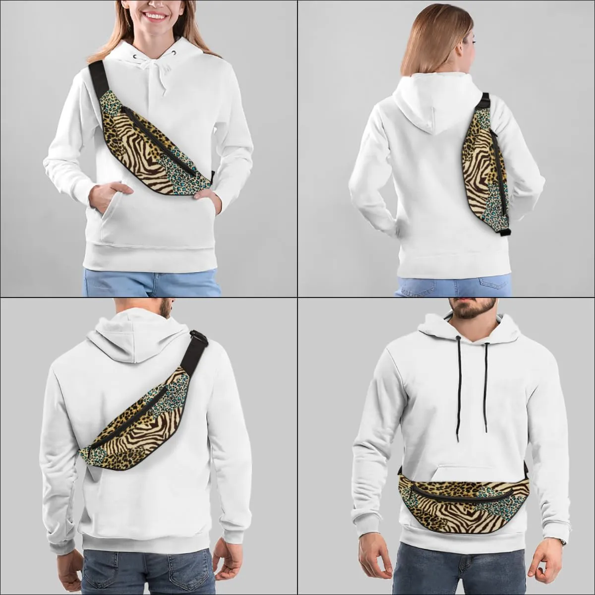 Fanny Pack for Women Men Animal Print Pattern Waist Pack Crossbody Bag with Adjustable Straps for Hiking Running Walking Travel Cycling