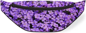 Fanny Pack for Women Men Purple Flower Bushes Waist Pack Crossbody Bag with Adjustable Straps for Hiking Running Walking Travel Cycling