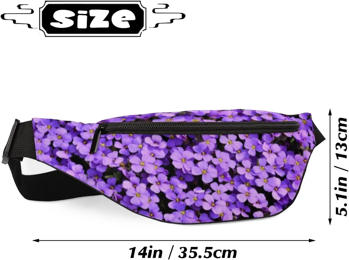 Fanny Pack for Women Men Purple Flower Bushes Waist Pack Crossbody Bag with Adjustable Straps for Hiking Running Walking Travel Cycling