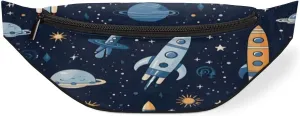 Fanny Pack for Women Men Waist Pack Cartoon Rockets Planet Crossbody Bag with Adjustable Straps for Hiking Running Walking Travel Cycling