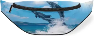 Fanny Pack for Women Men Waist Pack Jumping Dolphin Crossbody Bag with Adjustable Straps for Hiking Running Walking Travel Cycling