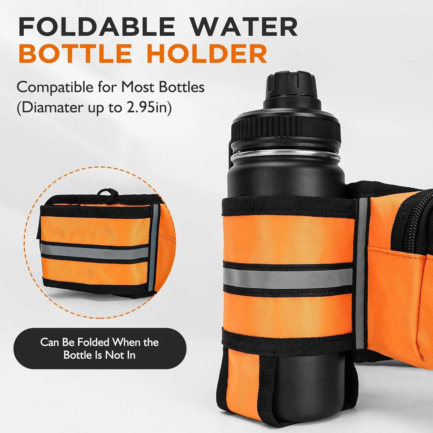 Fanny Pack for Women Men with Water Bottle Holder,Waist Bag for Hiking,Travel,Running,Dog Walking,Workout,Cycling (Orange)