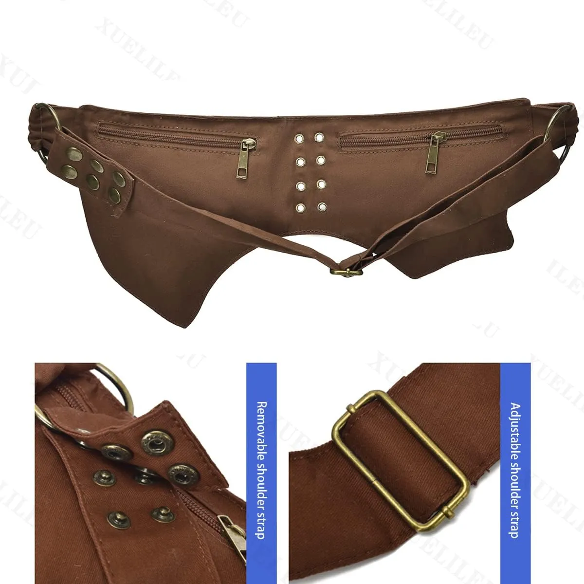 Fanny Packs for women fashionable,Fanny Pack Lace Waist Bag Pouch Utility Belt Fanny bag Waist Pack for Sports Hiking Travel Renaissance Faire Festival Fanny Pack 12/Brown